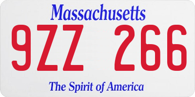 MA license plate 9ZZ266