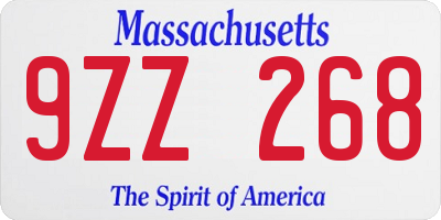 MA license plate 9ZZ268