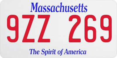 MA license plate 9ZZ269