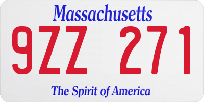 MA license plate 9ZZ271