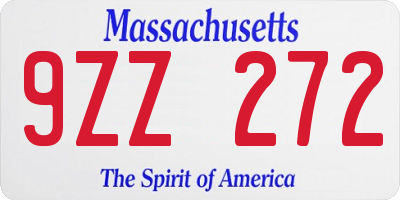 MA license plate 9ZZ272