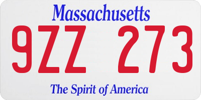 MA license plate 9ZZ273