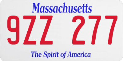 MA license plate 9ZZ277