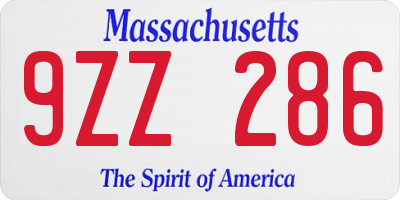 MA license plate 9ZZ286