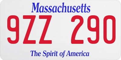 MA license plate 9ZZ290