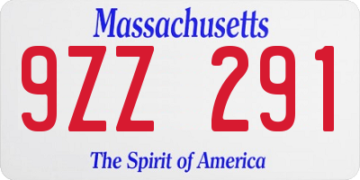 MA license plate 9ZZ291