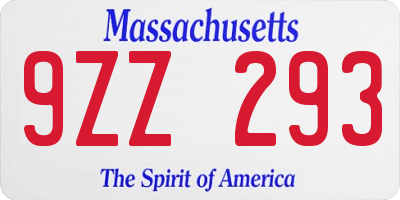 MA license plate 9ZZ293