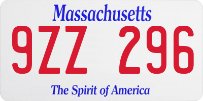 MA license plate 9ZZ296