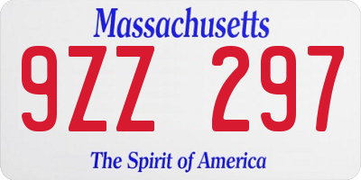 MA license plate 9ZZ297