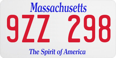 MA license plate 9ZZ298