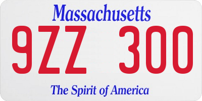 MA license plate 9ZZ300