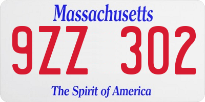 MA license plate 9ZZ302