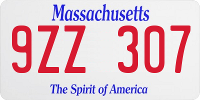 MA license plate 9ZZ307