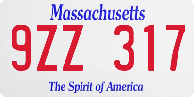 MA license plate 9ZZ317