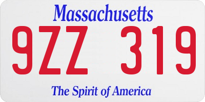 MA license plate 9ZZ319