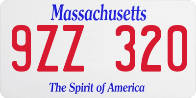 MA license plate 9ZZ320