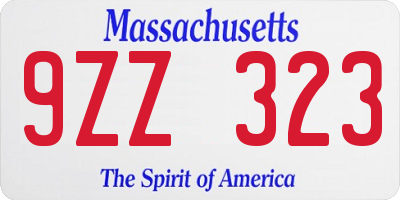 MA license plate 9ZZ323