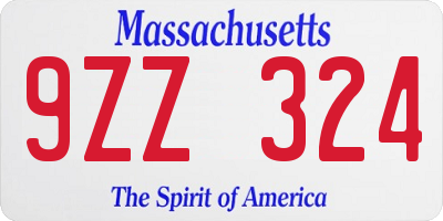 MA license plate 9ZZ324