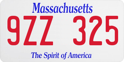 MA license plate 9ZZ325