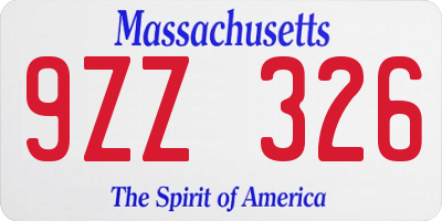 MA license plate 9ZZ326