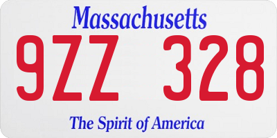 MA license plate 9ZZ328