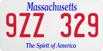 MA license plate 9ZZ329