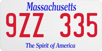 MA license plate 9ZZ335