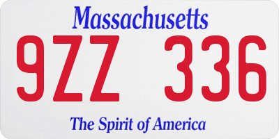 MA license plate 9ZZ336