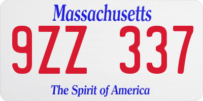 MA license plate 9ZZ337