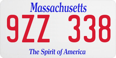 MA license plate 9ZZ338