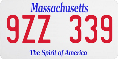 MA license plate 9ZZ339