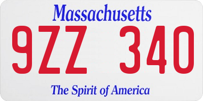 MA license plate 9ZZ340