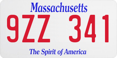 MA license plate 9ZZ341