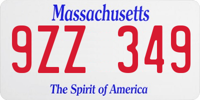 MA license plate 9ZZ349