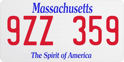 MA license plate 9ZZ359