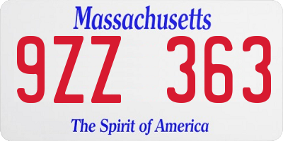 MA license plate 9ZZ363