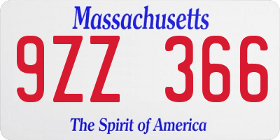 MA license plate 9ZZ366