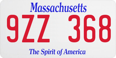 MA license plate 9ZZ368
