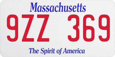 MA license plate 9ZZ369