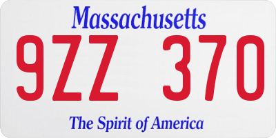 MA license plate 9ZZ370