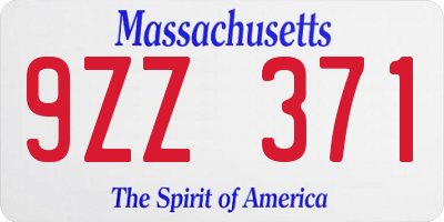 MA license plate 9ZZ371