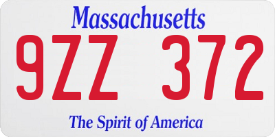 MA license plate 9ZZ372