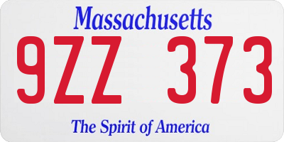 MA license plate 9ZZ373