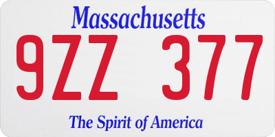 MA license plate 9ZZ377