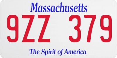 MA license plate 9ZZ379