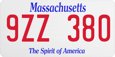 MA license plate 9ZZ380