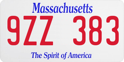 MA license plate 9ZZ383