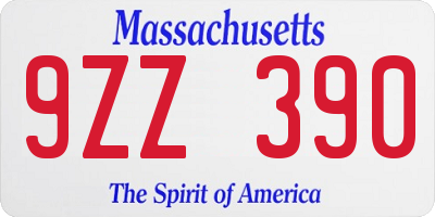 MA license plate 9ZZ390