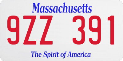 MA license plate 9ZZ391