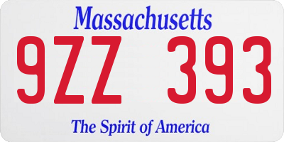 MA license plate 9ZZ393